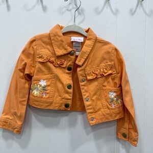 Little Lass Orange Floral Jean Jacket